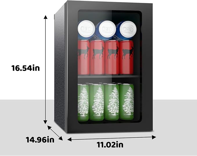24 Can Mini Fridge, 5.4 Cu.Ft Beverage Refrigerator, Glass Door | Compact Drink Fridge with Adjustable Temperature Control (40-61°F), Reversible Door, Ideal for Soda, Beer, Wine, Home Office - Image 3