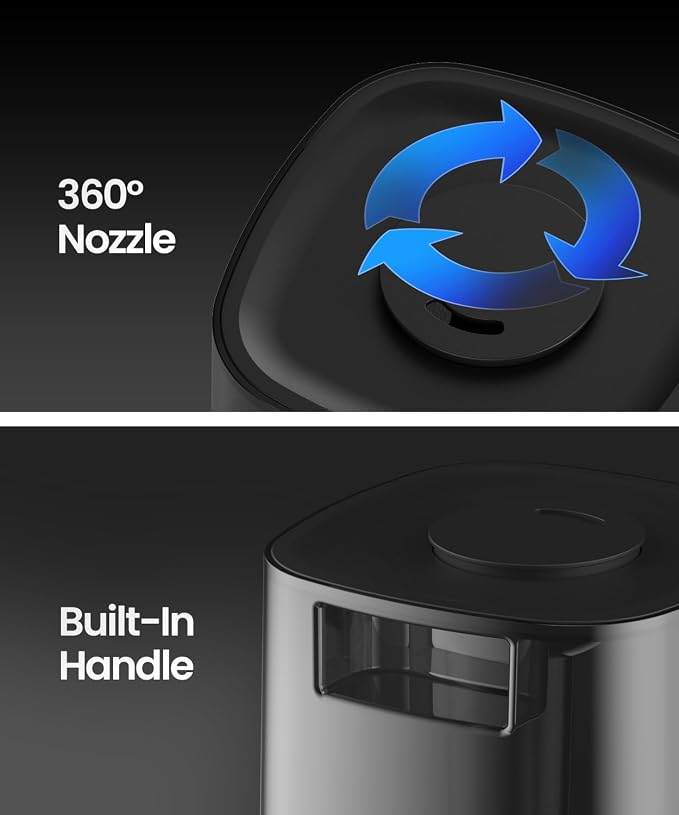 4.5L Humidifiers for Bedroom, Humidifiers for Home Large Room, Cool Mist Humidfiers for Baby and Plant with Timer, Adjustable Mist Level, 360° Nozzle, Auto Shut-Off, Black - Image 6