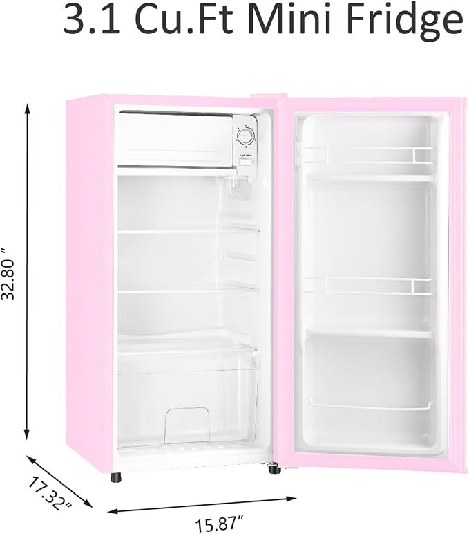 3.1 Cu.Ft Mini Fridge with Freezer, Single Door Mini Refrigerator, 5 Settings Temperature Adjustable, Compact Refrigerator for Apartment,Dorm, Office, Bedroom - Image 6