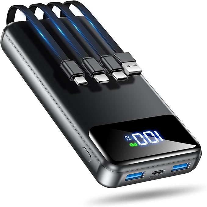 OHOVIV Portable Charger Power Bank 50000mAh Battery Pack, 22.5W Fast Charging PowerBank with Built in Cables,Travel Essential USB-C Portable Phone Charger for iPhone Samsung Pixel Android iPad by OHOVIV