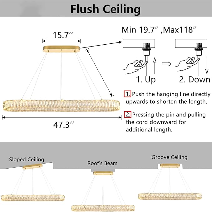 HAIXIANG Modern Crystal Chandelier Dimmable LED Long Chandeliers - Image 2