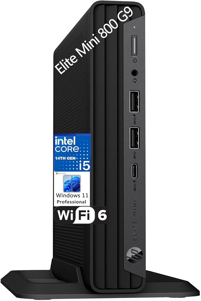 HP Elitedesk 800 G9 Mini PC, i5-14500, 64GB DDR5, 1TB SSD, Windows 11 Pro | Ultra-Compact & Silent Design Desktop Computer for Business, 3X 4K Display Support, Wired Keyboard & Mouse & Stand by Unknown