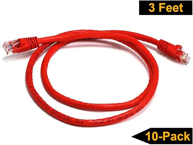 iMBAPrice - 10ft Cat5e Network Ethernet Patch Cable - Red - Image 3