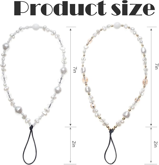 CMVFYL Beaded Camera Wrist Strap, Cute Phone Charms Strap, Pearl Bracelet Wrist - Image 7