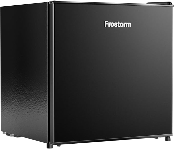 1.6 Cu Ft Mini Fridge with Freezer, Single Door Upright Freezer | 30dB Ultra Quiet, Adjustable Thermostat, Reversible Door, ETL Certified, Mini Fridge for Bedroom, Dorm & Office, Black - Image 2