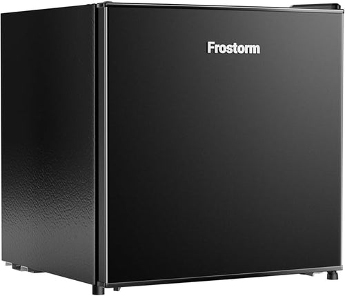 1.6 Cu Ft Mini Fridge with Freezer, Single Door Upright Freezer | 30dB Ultra Quiet, Adjustable Thermostat, Reversible Door, ETL Certified, Mini Fridge for Bedroom, Dorm & Office, Black - Image 2