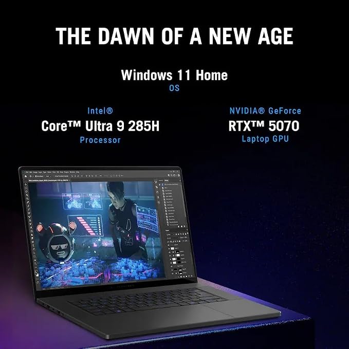 ASUS ROG Zephyrus G16 16" 2.5K OLED 240Hz Gaming Laptop, Intel Core Ultra 9 285H, RTX5070, 16GB LPDDR5X 2TB SSD, Wi-Fi7, Backlit KB, Win11, Thunderbolt4, Eclipse Gray, w/USB Hub, W/GaLiMu - Image 4