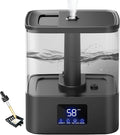 KZF 4L Top Fill Humidifiers for Bedroom & 60H Runtime - Cool Mist Humidifier, 3 Mist Levels, 8H Timer, Essential Oil Tray, Humidity Display, Quiet for Bedroom, Baby, Plants, Large Room (Black, 4L) by BreathePureLiveNaturally