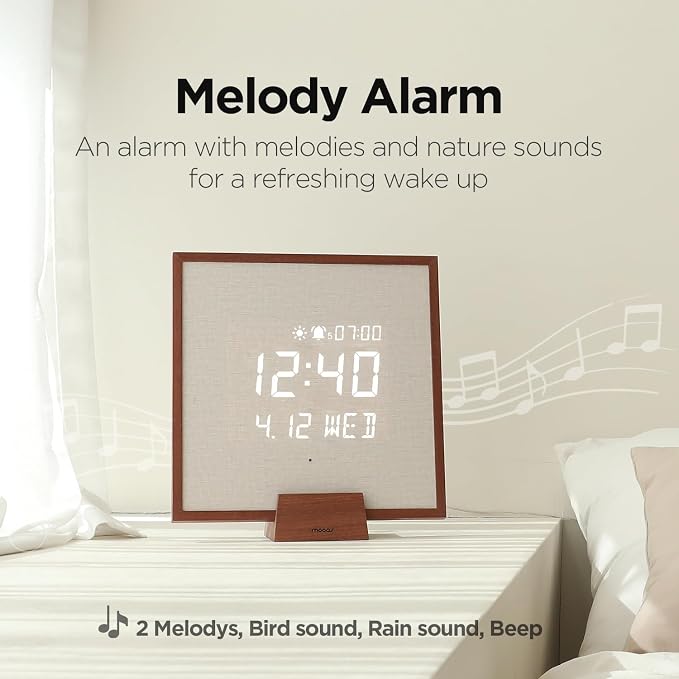 mooas Wooden Frame LED Silent Wall Clock - Image 5