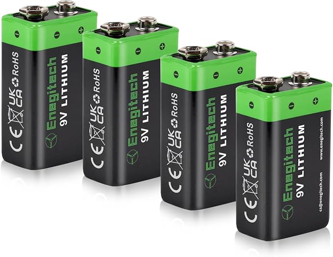 Enegitech 9V Lithium Battery, 9 Volt Lithium Battery 1200mAh by Enegitech