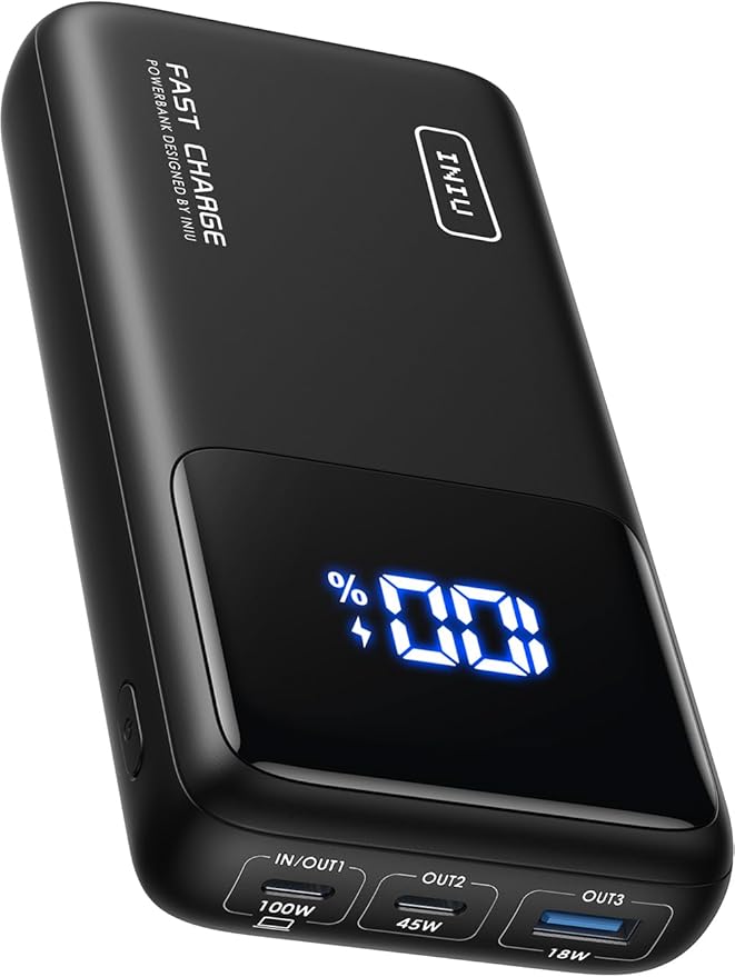 INIU Power Bank, 25000mAh 100W USB C Laptop Portable Charger, PD QC Fast Charging 3-Output Battery Pack, Travel Charger for Laptop MacBook iPad Tablet Steam Deck iPhone 17 16 15 14 Pro Samsung S25 etc by INIU