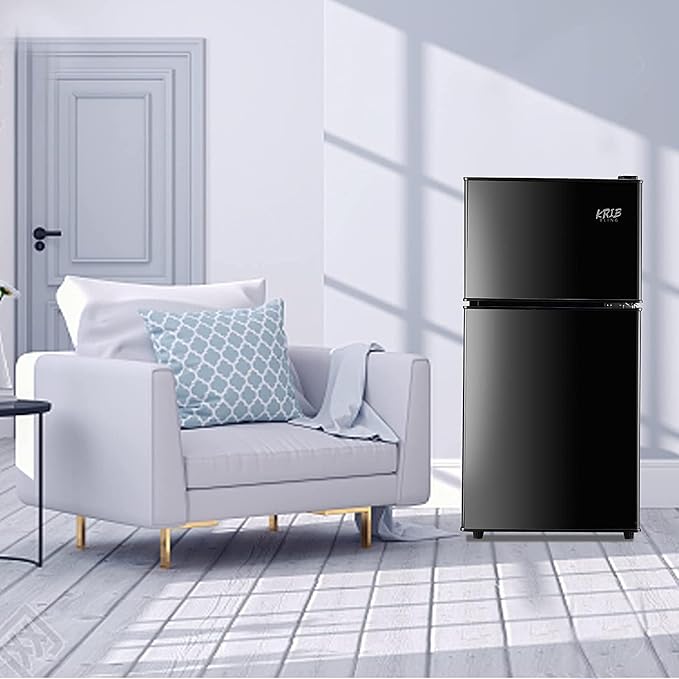 Refrigerator with Freezer 3.5 Cu.Ft Top-Freezer Compact Refrigerator Black | 7 Level Adjustable Thermostat Control, 2 Door ,Low noise,Low Power Consumption - Image 8