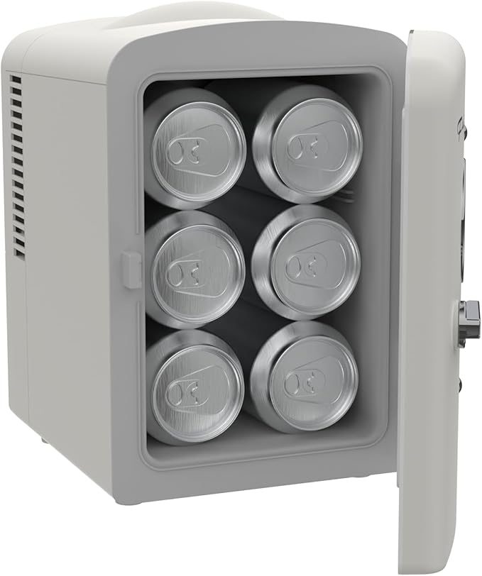 Frigidaire EFMIS171 Retro Mini Portable Personal Fridge - Ideal for Home, Office or Dorm - Includes Carrying Handle, AC/DC Wall/Car Charger (Grey) - Image 3