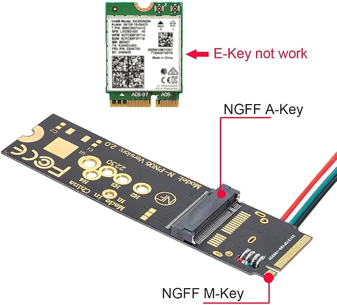 NGFF A/E-Key Card to M.2 NGFF Key-M NVME SSD Adapter - Image 7
