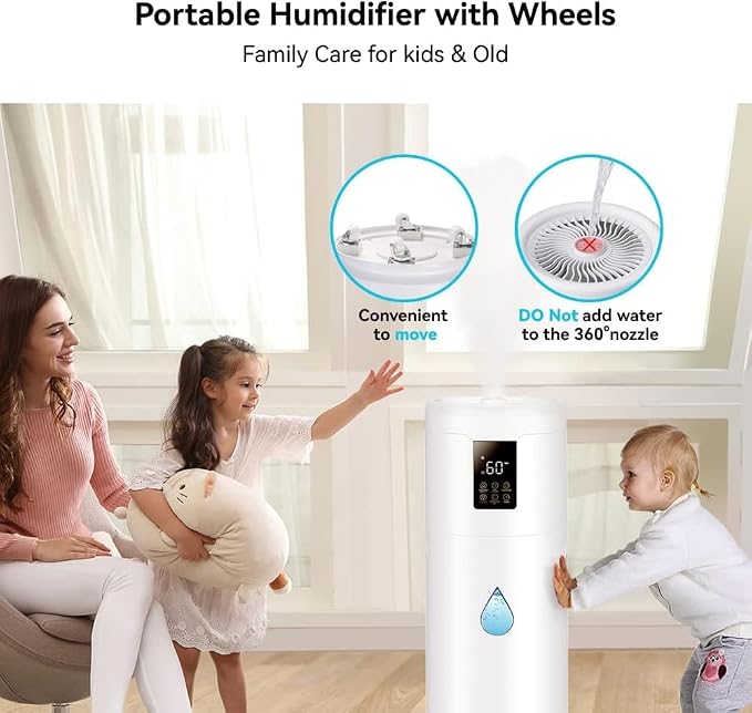 Humidifiers for Large Room Home Bedroom 2000 sq.ft. 17L/4.5Gal Large Humidifier with Extension Tube & 4 Speed Mist,Top Fill Wholehouse Humidifier with 360°Nozzle for Plant Office Commercial Greenhouse - Image 5