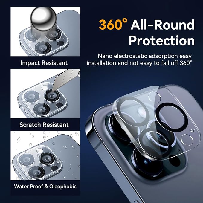 Camera Lens Protector for iPhone 16 pro 6.3 / iPhone 16 pro max 6.9, 9H - Image 2