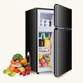 NEWBULIG Mini Fridge with Freezer, 3.2 Cu.Ft Fridge for Small Space, Black | Double Door Compact Refrigerator, 7-Level Thermostat, 41 dB Quiet, 0.8 kWh Daily, Dorm, Office, Apartment by NEWBULIG