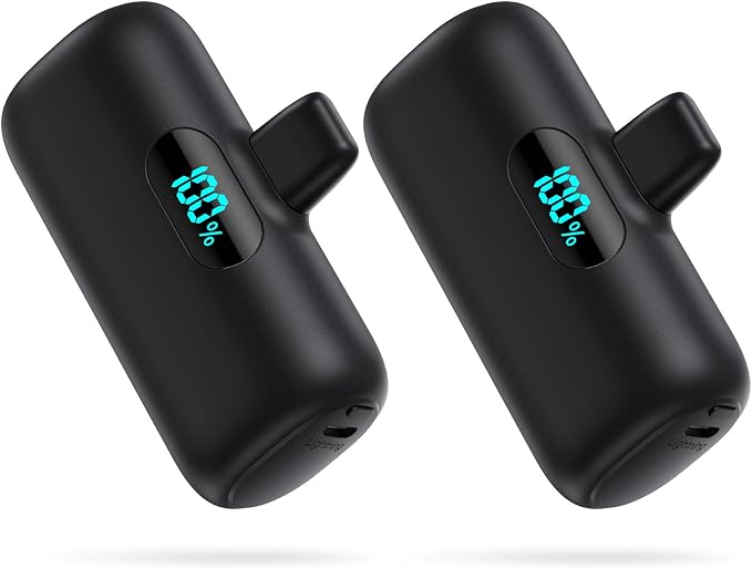 [2-Pack]Small Portable Charger for iPhone 5000mAh, PD Fast Charging Power Bank,Mini Battery Pack Portable Phone Charger Travel Essentials for iPhone 14/14 Pro Max/13/13 Pro/12 Pro/11/XS/XR/X/8/7/6/SE by Feob
