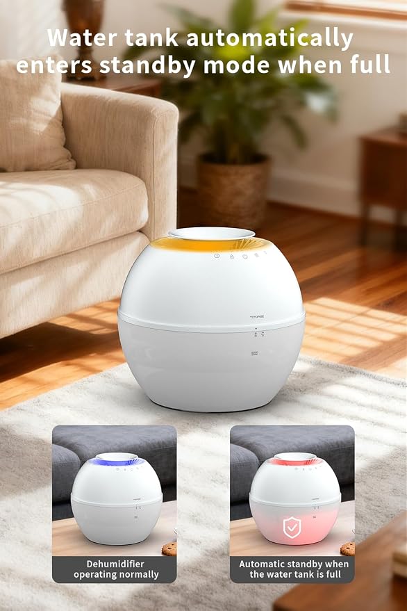 HD021 Dual 2 in 1 Dehumidifier & Humidifier Combo Small Dehumidifiers with Drain Hose 101oz Water Tank Compact Portable Air Purifier Smart Dehumidifier Auto Steam Humidifiers for Bedroom Home - Image 5