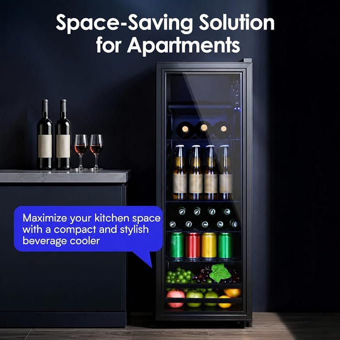 Anypro Beverage Refrigerator Cooler 4.5 Cu.Ft, Mini Fridge with Freeze with Glass Door for Soda Beer or Wine, Small Drink Dispenser Machine for Home Office Bar, 7 Temperatures, Adjustable Shelves - Image 8