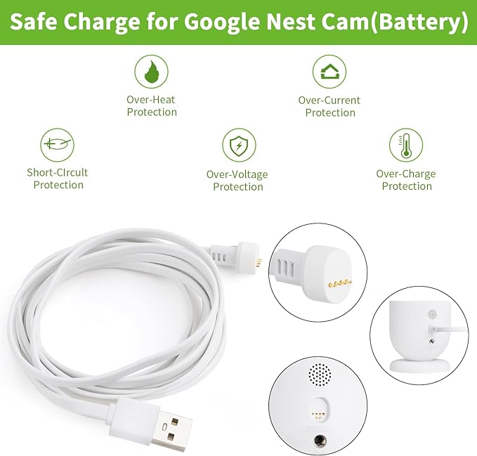 Power Cable with Adapter for Google Nest Cam Outdoor or Indoor, Battery-2nd - Image 4