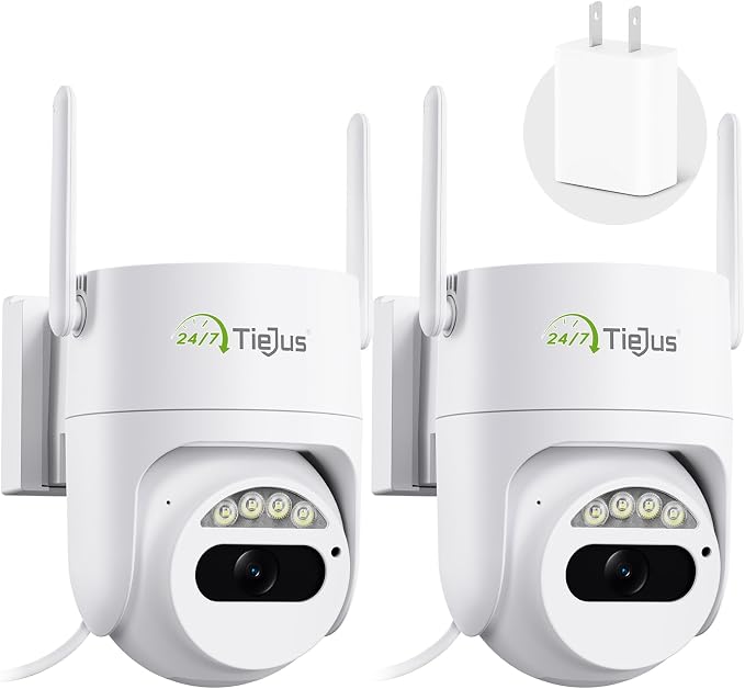 5G/2.4G Security Camera Outdoor, 3MP Wired Cameras 24/7 Recording, Plug-in Power by Tiejus
