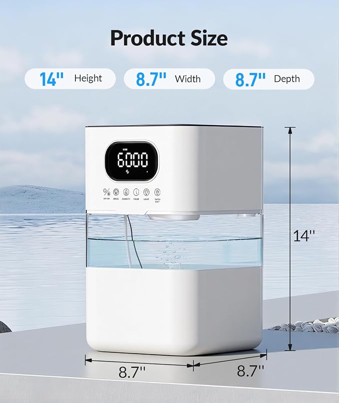 AreShark Humidifier Large Room, 2.2 Gal/8.5L Cool Warm Mist Air Humidifiers for Bedroom, 65H Runtime, Humidity Setting, Easy to Clean, Top Fill, 30dB Quiet, 550ft² Coverage, for Plants, Adults, Kids - Image 10