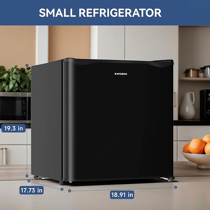 1.7 Cu.Ft Mini Fridge with Freezer for Dorm Office,Black | Compact Refrigerator Office, Energy Saving Small Fridge Reversible Single Door, Low Noise for Bedroom Small Apartment - Image 4