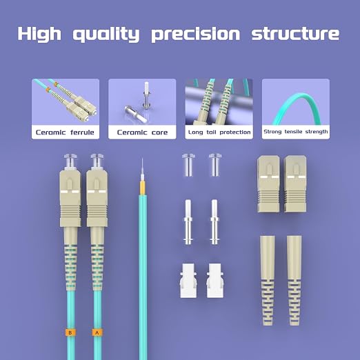 Fiber Patch Cable 25ft/7.5meters SC/UPC to SC/UPC OM3 10Gb/Gigabit MultiMode - Image 4