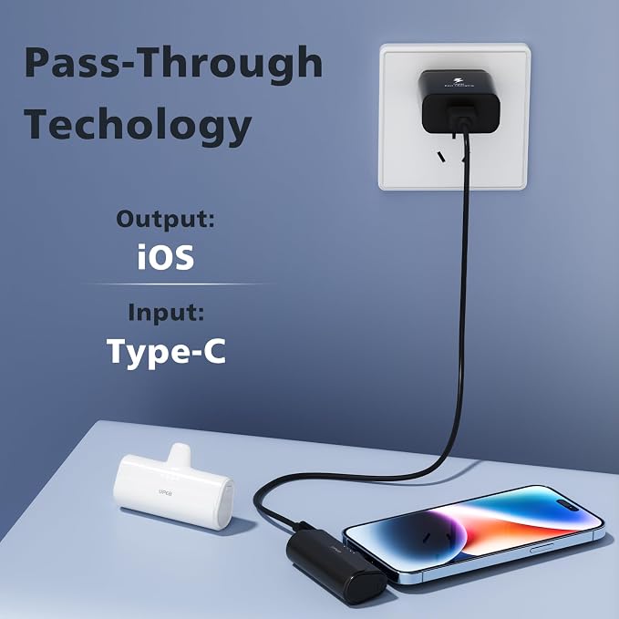 UPEB Small Portable Charger for iPhone 5000mAh 2 Packs with Built in Cable, MFi Certified Compact Power Bank Cordless External Battery Pack for All iPhone Series 14/13/12/11/XR/X/SE/8/7/6 Pro Max - Image 6