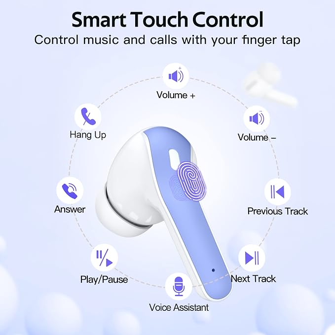 TAGRY Bluetooth Headphones True Wireless Earbuds 60H Playback LED Power Display Earphones with Wireless Charging Case IPX5 Waterproof in-Ear Ear buds with Mic for TV Smart Phone Laptop Computer Sports - Image 4