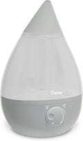 Crane Ultrasonic Teardrop Cool Mist Humidifier, Large 1 Gal Tank, Automatic Shut-Off, Baby Humidifiers for Nursery and Bedroom, Grey by Crane