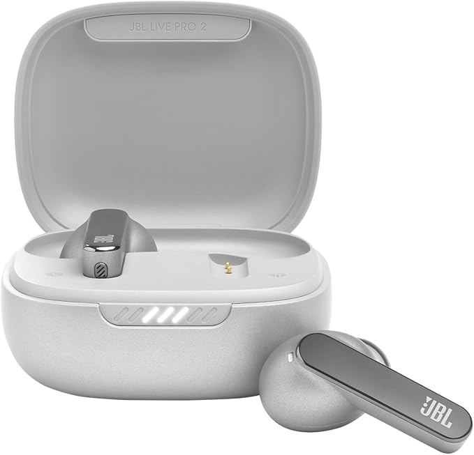 JBL Live Pro 2 TWS - Noise Cancelling Earbuds - Silver | JBL Signature Sound, True Adaptive Noise Cancelling with Smart Ambient, 40 1030 hours of playback with wireless charging by JBL