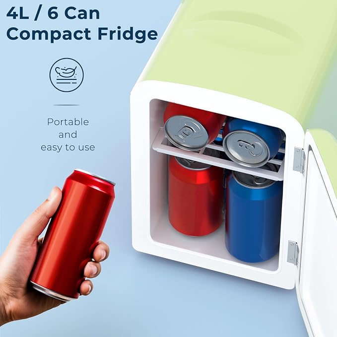 Antarctic Star 4L/6 Cans Compact Refrigerator,Portable Mini Fridge Skin Care,Cooler and Warmer for Bedroom,Car,Office & Dorm, Small Cooler for Cosmetics/Beverage/Food,GREEN - Image 2