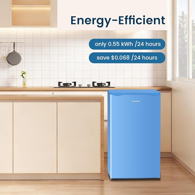 Mini Fridge with Freezer 3.2 Cu.Ft for Bedroom and Office Blue | Single Door, Small Refrigerator, Energy-efficient, Low Noise, Mini fridge for Dorm - Image 5