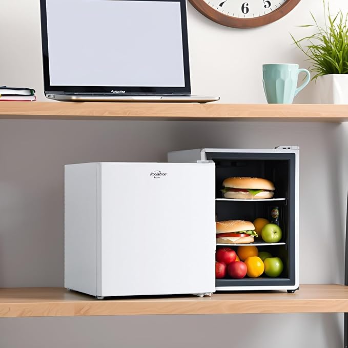 Koolatron 1.6 Cu.Ft Mini Fridge with Freezer Reversible Single Door Compact Refrigerator Adjustable Thermostat Energy Saving Mini Fridge for Bedroom Office Dorm Neveras Pequeñpara (White) - Image 3