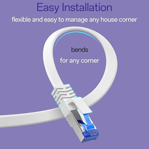 Cat8 Flat Ethernet Cable 15 FT Indoor & Outdoor, Invisable Ultra-Thin Ethernet - Image 5
