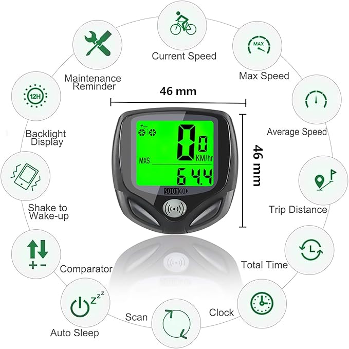 Bike Speedometer, Bicycle odometers, Bicycle Speedometer Wireless Cycle Bike - Image 2