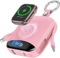 Portable Charger, 10000mAh 22.5W Fast Charging Power Bank with Built-in Cables, Travel Essentials Battery Pack with LED Display for iPhone, Portable iWatch Charger for 11/10/9/8/7/6/5/4/SE/Ultra Pink by CITICR