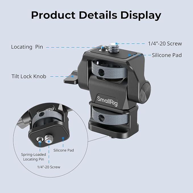 SmallRig Adjustable Camera Monitor Mount, 360° Swivel and 180° Tilt Monitor - Image 2