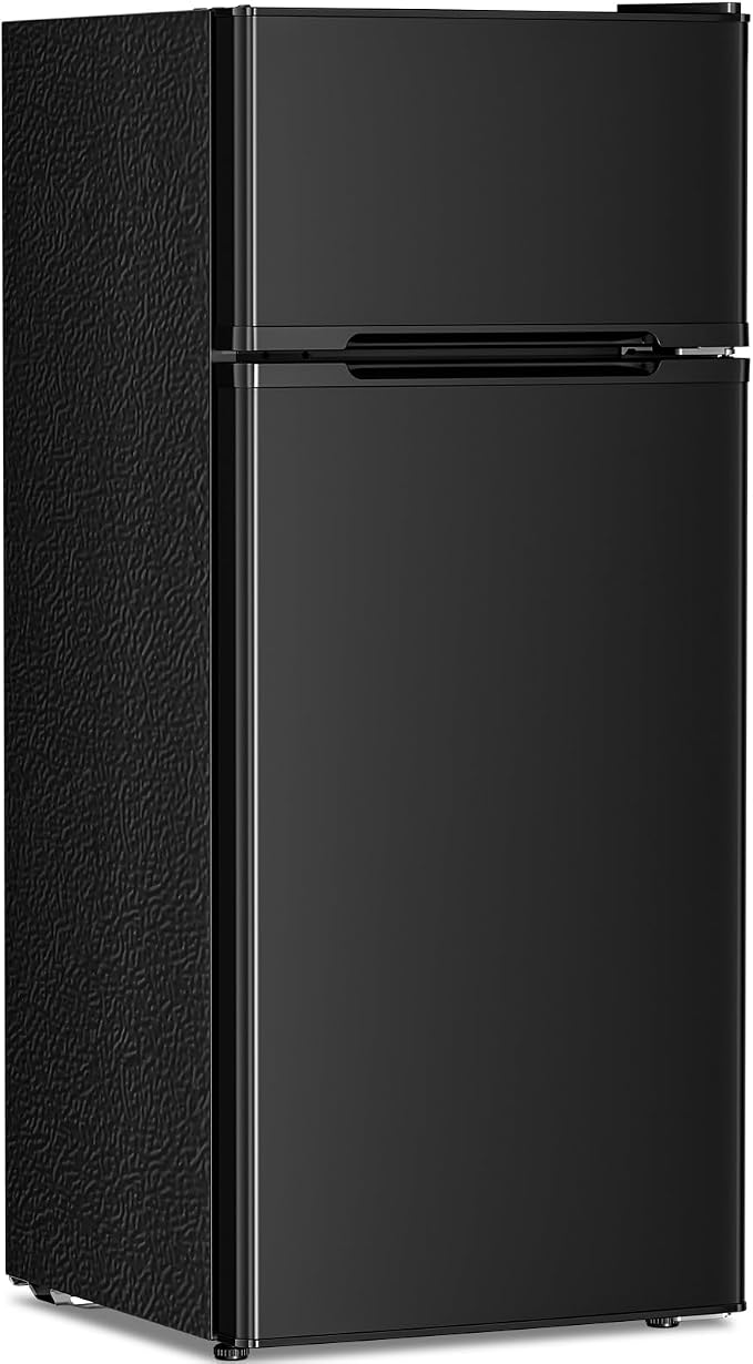 Antarctic Star Compact Refrigerator,4.5 Cu.Ft. Mini Separate Freezer Double 2-Door Adjustable Removable Shelves for Apartment/Dorm/Office,BLACK by AntarcticStar