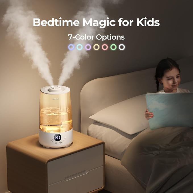 Homvana Humidifiers for Bedroom Home, 3.6 L Cool Mist Top-Fill 34H Super Long Time, Quiet 23dB, Baby Humidifier, Oil Diffuser for Large Room, House, Plant, Nursery, BPA FREE, Ultrasonic (Transparent) - Image 7