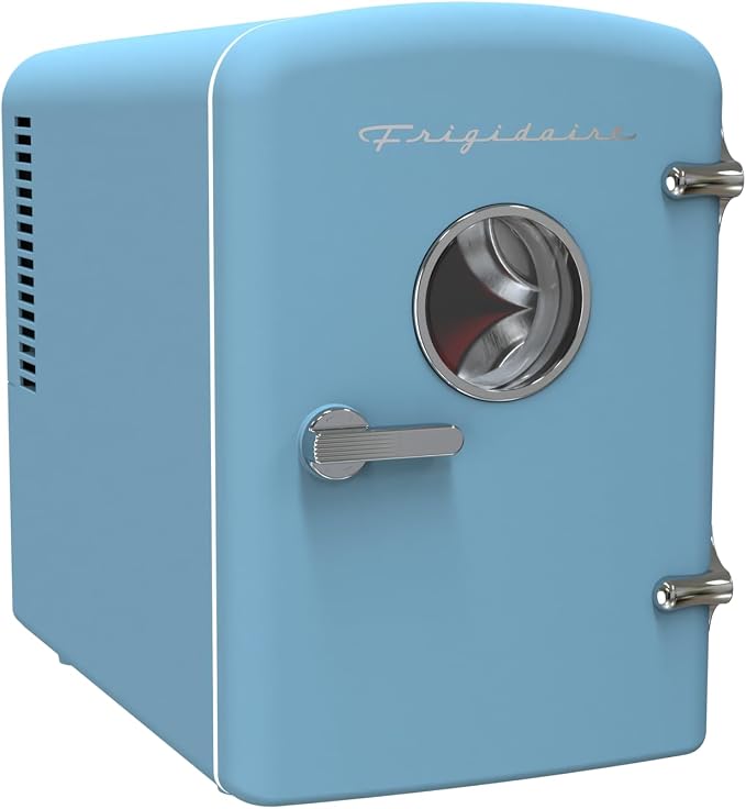 Frigidaire Retro 9-Can Mini Personal Fridge Portable Cooler for Car, Office, Bedroom, Dorm Room, or Cabin, 11.8" D x 7.1" W x 10.1" H, BLUE - Image 2