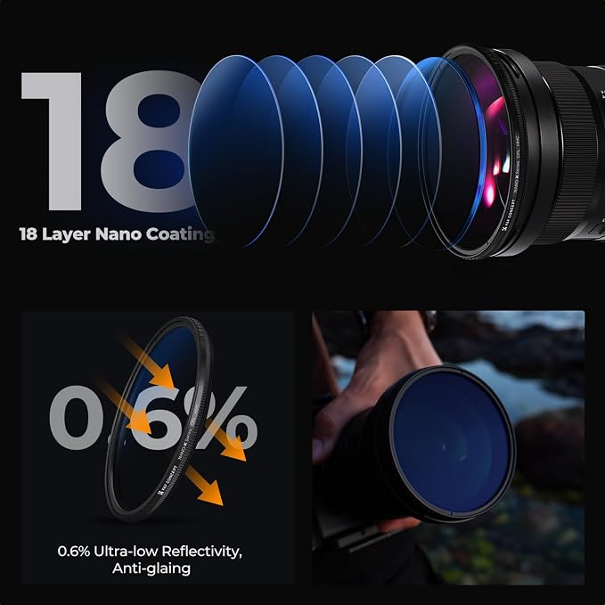 K&F Concept 55mm UV/CPL/ND2-400 Lens Filters Kit-18 Multi-Layer Coatings - Image 6