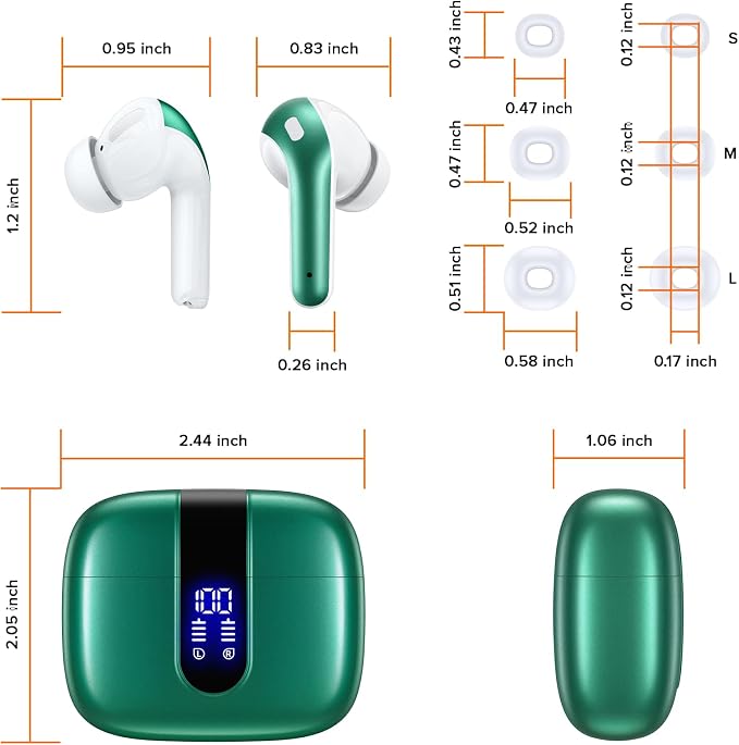 TAGRY Bluetooth Headphones True Wireless Earbuds 60H Playback LED Power Display Earphones with Wireless Charging Case IPX5 Waterproof in-Ear Ear buds with Mic for TV Smart Phone Laptop Computer Sports - Image 8