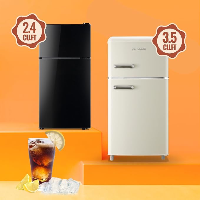 Mini Fridge with Double Doors Small Refrigerator with Separate Freezer & 7 Adjustable Temperature Control, Tiny Size & Personal Fridge Ideal for Office Apartment Dorm Black - Image 6