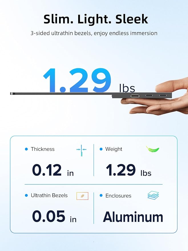 UPERFECT Touchscreen OLED Portable Monitor 14", 3K 2880x1800 | 120Hz | 0.1ms Portable Gaming Monitor, 500 Nits |120% DCI-P3 | 500000:1 | Ultra-Slim Design for Laptop Mini PC Phone Game Consoles - Image 8