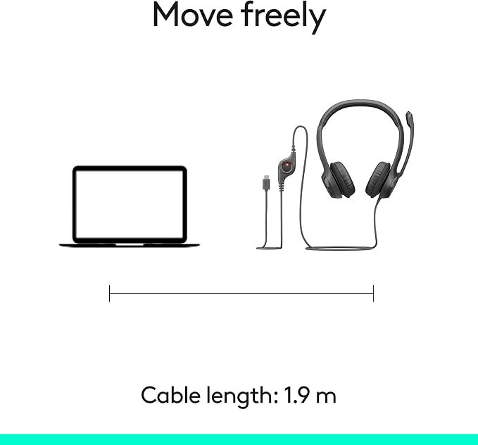 Logitech H391 Wired Headset PC/Laptop Stereo Headphones - Graphite | Stereo headphones for PC or laptop, in-line controls, works with Chromebook - Image 9