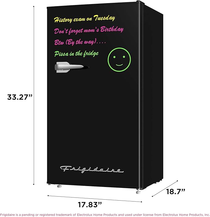 Frigidaire EFR331 Single Door Compact Refrigerator - Adjustable Thermostat Control - Reversible Doors - Front Blackboard, Write and Erase - Ideal for Dorm, Office, RV, Room - Black, 3.2 Cubic Feet - Image 5