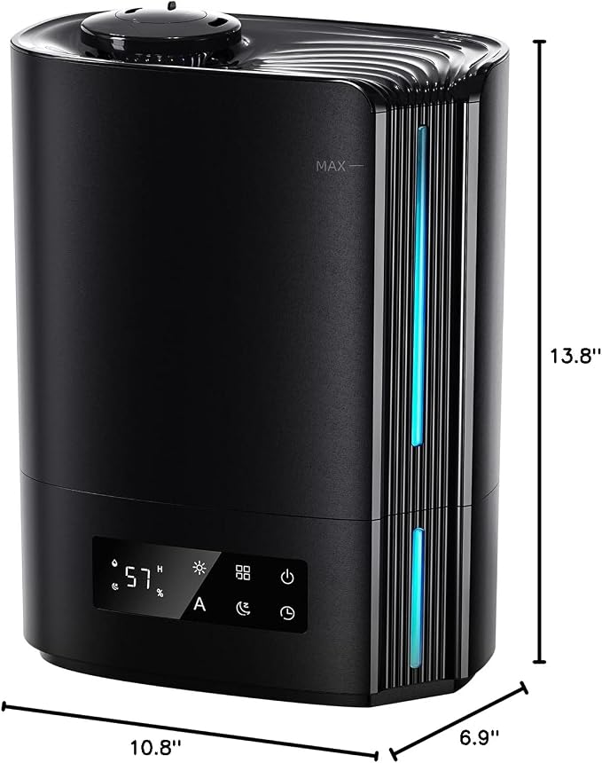 BREEZOME 6L Humidifiers for Bedroom Large Room & Essential Oil Diffuser, Ultrasonic Top Fill Cool Mist Humidifiers for Baby, Plants, Nursery Last up to 60 Hours, Smart Humidistat Control, Quiet, Black - Image 10